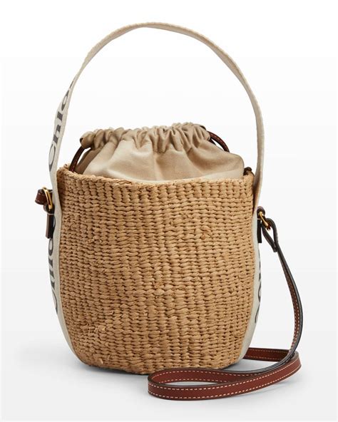 chloe woody raffia bucket bag.